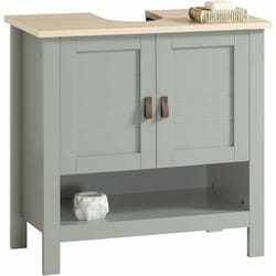 Sobuy - BZR69-HG Meuble sous Lavabo, Meuble sous Vasque, Meuble de Salle de Bain, Placard de Rangement, Armoire Salle de Bain avec 2 Portes et 1