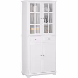Description générale Ce buffet haut de cuisine en blanc, avec 2 portes vitrées et 2 tiroirs, s'intègre parfaitement dans dive ...