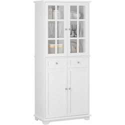 FSB76-W Buffet Haut, Buffet de Cuisine, Armoire de Rangement, Meuble Vitrine, Meuble de Rangement pour Cuisine Salle à Manger Salle de Séjour avec 4
