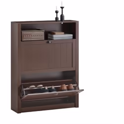 SoBuy Meuble de Rangement à Chaussures Armoire à Chaussures Commode à Chaussures 2 abattants et Compartiment supplémentaire M ...