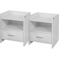 Sobuy - FBT66-Wx2 Lot de 2 Tables de Chevet Tables de Nuit Bout de Canapé avec 1 Tiroir 1 Niche, Blanc