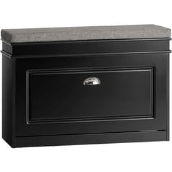 SoBuy Banc à Chaussures avec Coussin et Abattant Meuble de Rangement pour Entrée 75x24x51 cm Noir FSR82-L-SCH