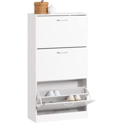 Sobuy - Armoire à Chaussures avec 3 abattants Meuble à Chaussures Meuble de Rangement Meuble d'Entrée Rangement pour Chaussures – Blanc 60x24x115cm