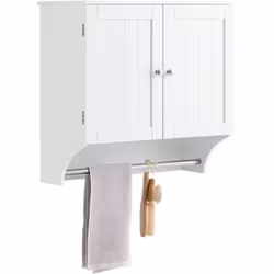 SoBuy BZR84-W Meuble Haut de Salle de Bain avec Portes et Porte-Serviette Une solution simple pour optimiser le rangement dan ...