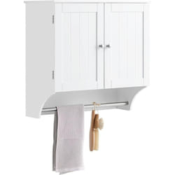 Sobuy - BZR84-W Meuble Haut de Salle de Bain, Armoire Haute Murale, Placard Mural, Meuble Suspendu Toilette wc Entrée Cuisine, 2 Portes, avec 2