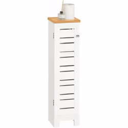 Description générale Le meuble de rangement de papier toilette sur pied SoBuy, modèle BZR85-W, est idéal pour les salles de b ...