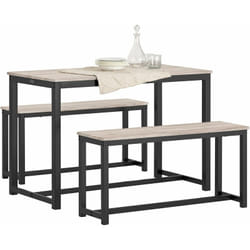 Sobuy - OGT25-HN Ensemble Table à Manger et 2 Bancs, Set de 3 Pièces, Ensemble de Table de Cuisine avec 2 Bancs pour Salle à Manger, Salon, Balcon,