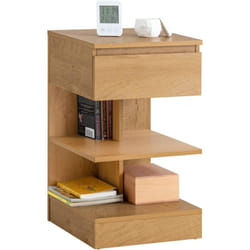 SoBuy FBT49-N Table de Chevet Table de Nuit Table d’Appoint Bout de Canapé avec 1 tiroir et 2 étagères de Rangement, naturel