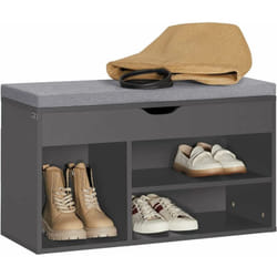 Sobuy - FSR45-DG Banc de Rangement à Chaussures Bottes avec Coussin RembourréMeuble d'Entrée Confortable Etagère à Chaussures