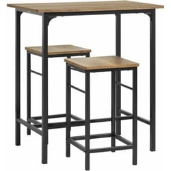 Sobuy - OGT10-PF Lot Table et 2 Tabourets Ensemble Table de Bar Bistrot + 2 Chaises de Bar avec Repose-Pieds Table Haute Cuisine