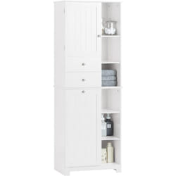 Sobuy - BZR104-W Meuble Colonne de Salle de Bain Placard Armoire Toilette Haute Meuble de Rangement pour Salle de Bain, Buanderie, avec 2 Portes et 2