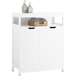 Sobuy - BZR121-W Meuble Salle de Bain Armoire Toilette Commode Placard Meuble de Rangement avec 2 Portes, Étagères Réglables
