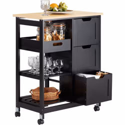 Cette moderne desserte de cuisine à roulettes est super pratique pour ranger vos verres de vin, bouteilles, ustensiles de cui ...