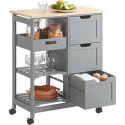 FKW79-HG Chariot de Service Desserte de Cuisine à roulettes Table Roulante Meuble de Rangement pour Cuisine et Salon - Sobuy