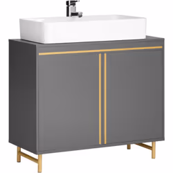 SoBuy Meuble Sous-Lavabo à 2 étages et 2 Portes, BZR129-HG Ce meuble offre un espace de stockage supplémentaire et embellit v ...