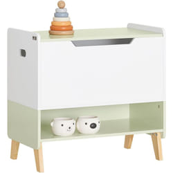 Sobuy - KMB91-GR Coffre à Jouets Enfants en Bois, Boîte à Jouets avec Couvercle Rabattable, Organisateur de Jouets pour Chambre d'Enfant avec 1