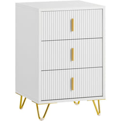 FBT115-L-W Table de Chevet avec 3 Tiroirs Table de Nuit Bout de Canapé Table d'appoint pour Salon, Chambre, Bureau, Blanc - Sobuy