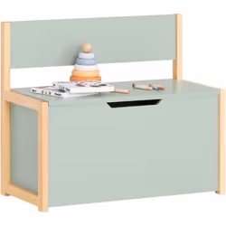 SoBuy Banc Coffre à Jouet avec Dossier, KMB94-GR Le banc est fabriqué en bois robuste avec des couleurs respectueuses de l'en ...