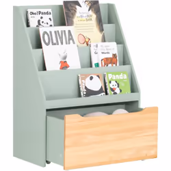 SoBuy KMB95-GR Bibliothèque pour Enfants avec 4 Compartiments et 1 Tiroir Cette bibliothèque enfants est de 62x30x80cm. Les e ...