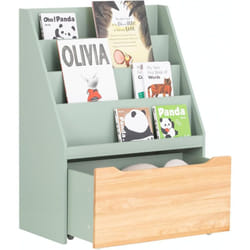 Sobuy - KMB95-GR Étagère à Livres pour Enfant, Bibliothèque à Roulettes pour Chambre d'Enfant, Meuble Rangement Enfant pour Jouets et Livres, 4