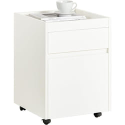 FBT121-W Caisson Bureau Mobile, Petit Meuble à Dossier sur Roulettes, Meuble de Rangement Mobile, Rangement Document 2 tiroirs, 4 roulettes, Blanc,