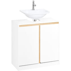 Sobuy - BZR78-W Meuble sous-Lavabo, Meuble sous Vasque, Meuble Salle de Bain avec 2 Étages et 2 Portes, Meuble Bas, Meuble de Rangement, Placard de