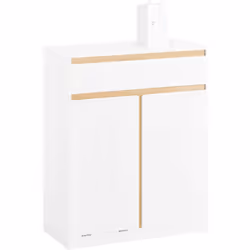 L'armoire 2 en 1 est la solution parfaite pour n'importe quelle salle de bain. La douce couleur blanc et le motif en bois d'h ...