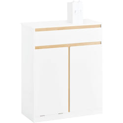 Sobuy - BZR79-W Meuble Bas de Salle de Bain avec Bac à Linge Amovible Armoire à Linge Commode pour Salle de Bain Armoire Toilette avec 1 Tiroir, et 1