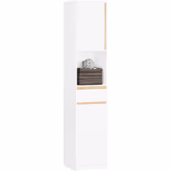 SoBuy Meuble Colonne de Salle de Bain, Blanc, BZR80-W Ce meuble colonne haut de salle de bain est équipé d'un compartiment ou ...