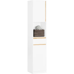 Sobuy - BZR80-W Meuble Colonne Salle de Bain, Armoire de Rangement Placard de Rangement Étroite avec 2 Portes, Tiroir, Compartiment et Étagères