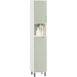 Sobuy - BZR137-GR Armoire de Salle de Bain, Meuble de Rangement Mince, Meuble Colonne, Placard avec Compartiment, Étagères Réglables et Panier à