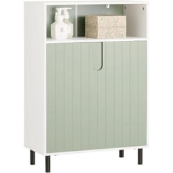 Sobuy - BZR138-GR Meuble Bas de Salle de Bain Meuble de Rangement Salle de Bain Placard de Rangement Armoire Toilette avec 1 Compartiment Ouvert, 2
