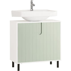 Sobuy - BZR139-GR Meuble sous Lavabo Salle de Bain, Armoire de Rangement pour Vasque avec 2 Portes et étagère réglable, Meuble sous Vasque - dim. 60L