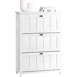 Sobuy - FSR162-W Meuble à Chaussures Armoire à Chaussures Commode à Chaussures Meuble d'entrée Meuble de Rangement à Chaussures avec 3 Abattants pour