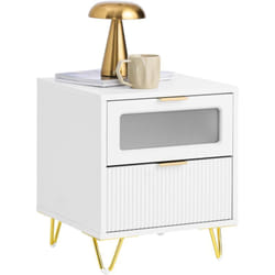 Sobuy - FBT123-W Table de chevet avec 2 tiroirs Table de Nuit Bout de canapé Table d'appoint Table Téléphone Table de Café Table de Lit Table Basse,