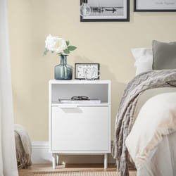 Sobuy - FBT124-W Table de Chevet, Table de Nuit, Table d'Appoint, Bout de Canapé avec 1 Porte pour Salon, Chambre, Convient Pour Tout Lit Et Toute