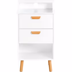 SoBuy Table de Chevet, Table d'Appoint avec 2 Tiroirs, Blanc, FBT125-W Parfait comme table d'appoint, commode, table de cheve ...