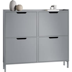 Sobuy - FSR100-HG Meuble de Rangement à Chaussures Armoire à Chaussures Commode à Chaussures 4 abattants Meuble d'entrée Coffre Rangement pour