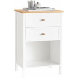 Sobuy - FBT126-WN Table de Chevet avec 2 Tiroirs, Table de Nuit, Bout de Canapé, Table d'Appoint, Table Téléphone, Table de Café pour Salon, Chambre,