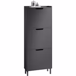 Meuble d'entrée avec 3 abattants de haute qualité permettant le rangement des chaussures de différentes tailles et finitions. ...