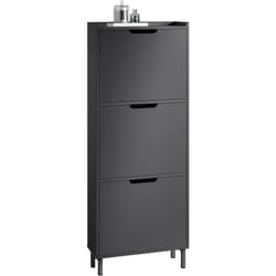Sobuy - FSR151-H-SCH Meuble à Chaussures Meuble de Rangement à Chaussures avec 3 Abattants Armoire à Chaussures Commode à Chaussures Meuble d'Entrée