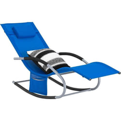 Sobuy - OGS28-KB Bain de Soleil Chaise Longue Fauteuil à Bascule avec Appui-tête et Pochette latérale et Repose-Pieds Transat de Jardin Rocking Chair