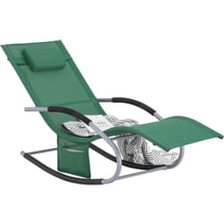 Sobuy - OGS28-WD Bain de Soleil Chaise Longue Fauteuil à Bascule avec Appui-tête et Pochette latérale et Repose-Pieds Transat de Jardin Rocking Chair