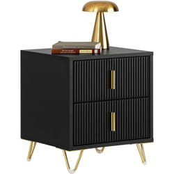FBT115-SCH Table de Chevet avec 2 Tiroirs Table de Nuit Bout de Canapé Table d'appoint pour Salon, Chambre, Bureau, Noir - Sobuy