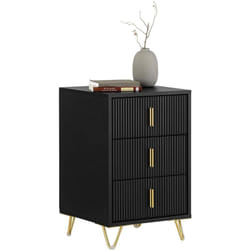 Sobuy - FBT115-L-SCH Table de Chevet avec 3 Tiroirs Table de Nuit Bout de Canapé Table d'appoint pour Salon, Chambre, Bureau, Noir