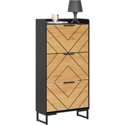 Sobuy - FSR164-SCH Meuble à Chaussures Armoire à Chaussures 3 abattants Meuble d'entrée Meuble de Rangement à Chaussures sur Pied, 62x24x125cm