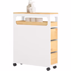 Regardez l'atmosphère fraîche et calme qu'apporte ce meuble de rangement salle de bain. Son clair et simple design ajoute de  ...