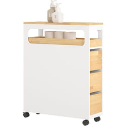 Sobuy - BZR54-WN Meuble de Rangement Salle de Bain Étroit sur roulettes, Support Papier Toilette, Armoire Toilettes wc Compact, Rangement Polyvalente