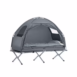 Lit de Camp OGS32-HG Surélevé avec Toit - SoBuy - Pliable 4en1 - Charge Max. 114 kg - Gris