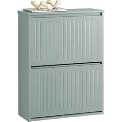FSR165-K-HG Meuble à Chaussures Meuble d'entrée Meuble de Rangement à Chaussures avec 2 Abattants pour Petite Entrée Couloir, Gris - Sobuy